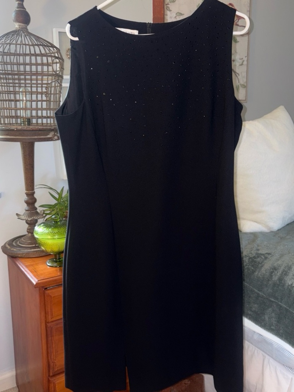 Jones New York Black Sleeveless Beaded Dress